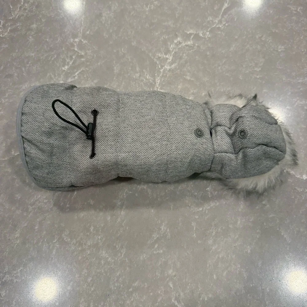 Gray Quilted Dog Winter Coat with Faux Fur Hood Size XS - Picture 6 of 11